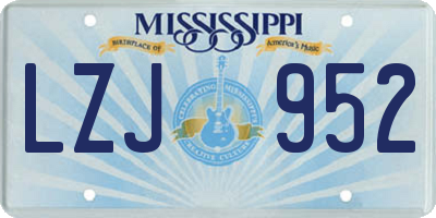 MS license plate LZJ952