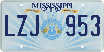 MS license plate LZJ953