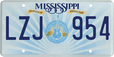 MS license plate LZJ954