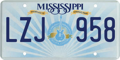 MS license plate LZJ958