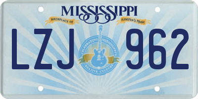 MS license plate LZJ962