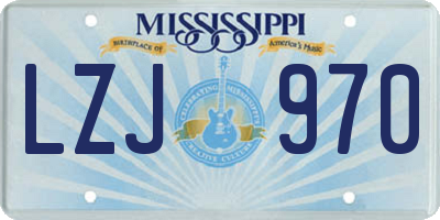 MS license plate LZJ970