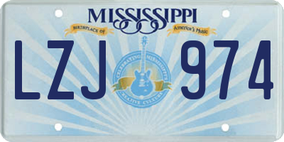 MS license plate LZJ974