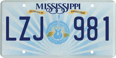 MS license plate LZJ981
