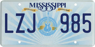 MS license plate LZJ985