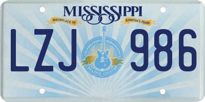 MS license plate LZJ986