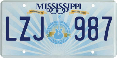 MS license plate LZJ987