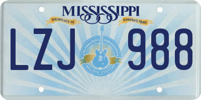MS license plate LZJ988