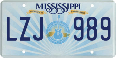 MS license plate LZJ989