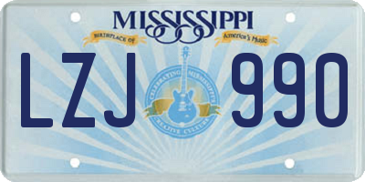 MS license plate LZJ990