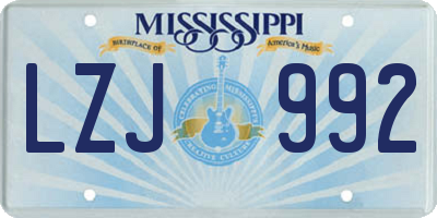 MS license plate LZJ992