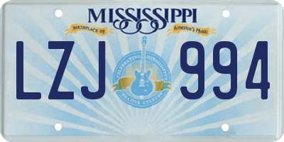 MS license plate LZJ994