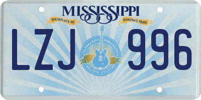 MS license plate LZJ996