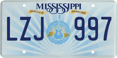 MS license plate LZJ997