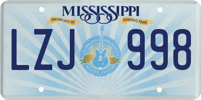 MS license plate LZJ998