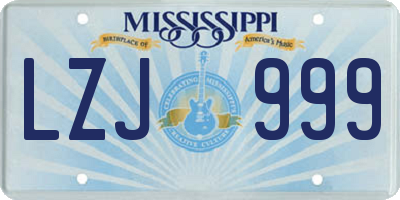 MS license plate LZJ999