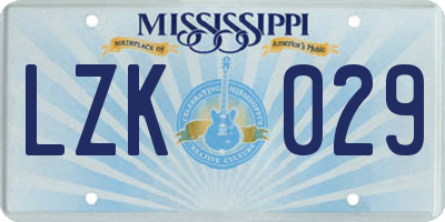 MS license plate LZK029