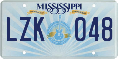 MS license plate LZK048