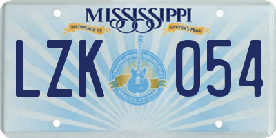 MS license plate LZK054