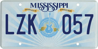 MS license plate LZK057