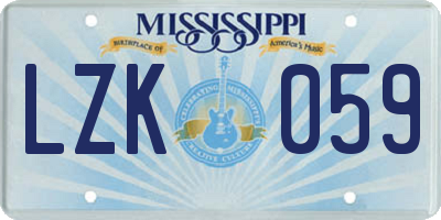 MS license plate LZK059