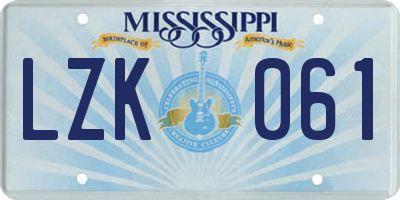 MS license plate LZK061