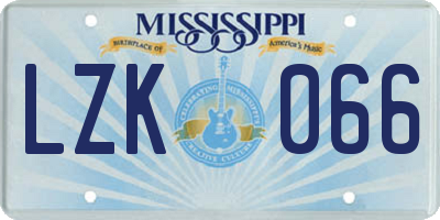 MS license plate LZK066