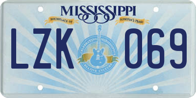 MS license plate LZK069