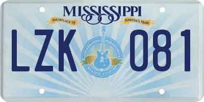 MS license plate LZK081