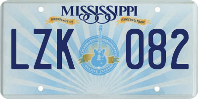 MS license plate LZK082