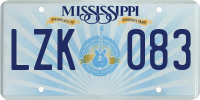 MS license plate LZK083
