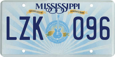 MS license plate LZK096