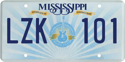 MS license plate LZK101