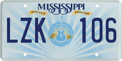 MS license plate LZK106