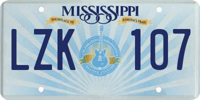 MS license plate LZK107