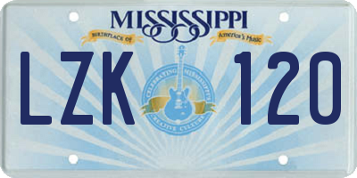 MS license plate LZK120