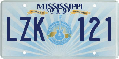 MS license plate LZK121