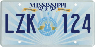 MS license plate LZK124