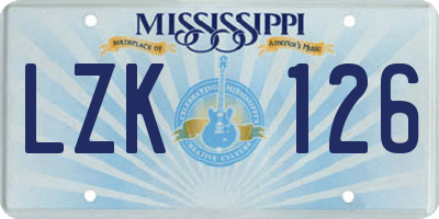 MS license plate LZK126