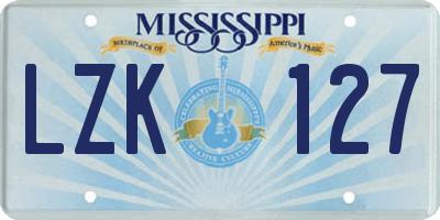 MS license plate LZK127