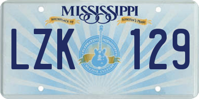 MS license plate LZK129