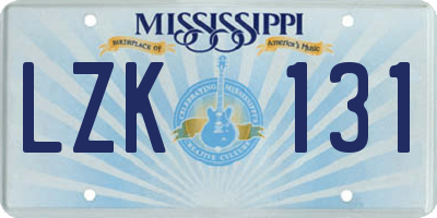 MS license plate LZK131