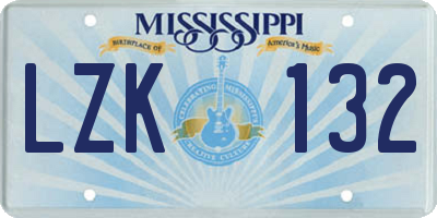 MS license plate LZK132