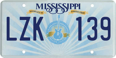 MS license plate LZK139