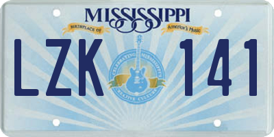 MS license plate LZK141