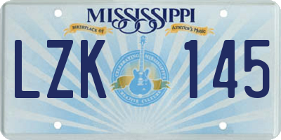 MS license plate LZK145