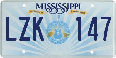 MS license plate LZK147