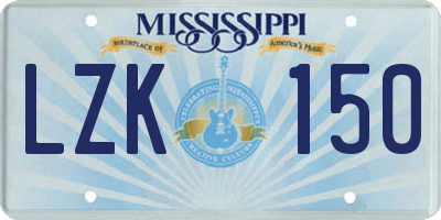 MS license plate LZK150