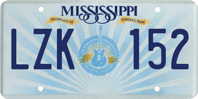 MS license plate LZK152