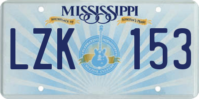 MS license plate LZK153
